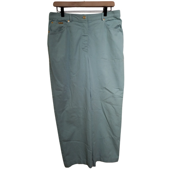 St. John Sport Jeans Women’s 12 Green High Waist Straight Leg Stretch - Picture 1 of 5